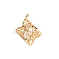 Cubic Zirconia Micro Pave Brass Pendant, high quality gold color plated & micro pave cubic zirconia & hollow 