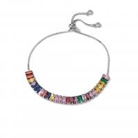 Cúbicos Circonia pulsera Latón de Micro pavimenta, metal, chapado, diferentes estilos para la opción & micro arcilla de zirconia cúbica & para mujer, multicolor, Vendido por UD