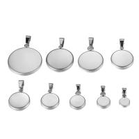 Stainless Steel Pendant Setting, 304 Stainless Steel, Round, machine polished, DIY & Unisex original color 
