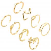 Brass Ring Set, plated, 8 pieces & adjustable & for woman US Ring 