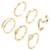 Cupronickel Ring Set, plated, 6 pieces & adjustable & for woman 