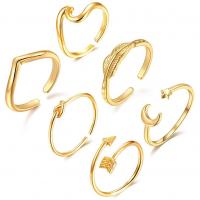 Cupronickel Ring Set, plated, 6 pieces & adjustable & for woman 