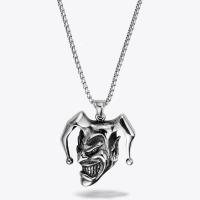 304 Stainless Steel Necklace, clown, platinum color plated & for man Approx 21.65 Inch 