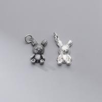 Sterling Silver Animal Pendants, 925 Sterling Silver, Rabbit, plated, DIY 