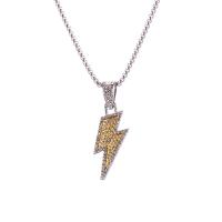 Stainless Steel Sweater Chain Necklace, 304 Stainless Steel Chain, with zinc alloy pendant, Lightning Symbol, for man & with rhinestone Approx 27.56 Inch 
