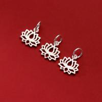 Sterling Silver Flower Pendants, 925 Sterling Silver, Lotus, polished, DIY & hollow, silver color 
