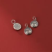 Sterling Silver Pendants, 925 Sterling Silver, Flat Round, DIY & matte, silver color 