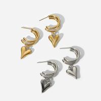 Stainless Steel Drop Earring, 304 Stainless Steel, Heart, plated, for woman 35mm 
