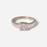 Cubic Zirconia anillo de dedo de acero inoxidable, acero inoxidable 304, diverso tamaño para la opción & micro arcilla de zirconia cúbica & para mujer, color original, Vendido por UD