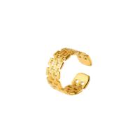 304 Stainless Steel Cuff Finger Ring, 18K gold plated, Adjustable & for woman & hollow 