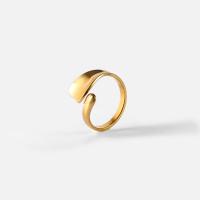 304 Stainless Steel Cuff Finger Ring, 18K gold plated, Adjustable & for woman 