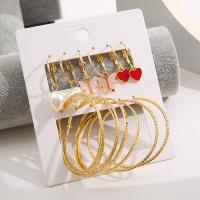 Zinc Alloy Earring Set, with Plastic Pearl, 6 pieces & fashion jewelry & for woman & with rhinestone 