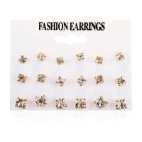 Zinc Alloy Stud Earring Set, with Plastic Pearl, fashion jewelry & for woman & with rhinestone 