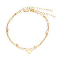 Zinc Alloy Anklet, with 1.97inch extender chain, plated, Double Layer & fashion jewelry & Unisex Approx 9.25 Inch 