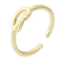 Латунь Манжеты палец кольцо, Круглая, плакирован золотом, ювелирные изделия моды & Женский, Золотой, 2mm, размер:7, продается PC