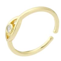 Cubic Zirconia Micro Pave Brass Finger Ring, Round, gold color plated, fashion jewelry & micro pave cubic zirconia & for woman, golden, 2mm, US Ring .5 