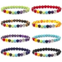 Gemstone Bracelets, with Zinc Alloy, Round, silver color plated, fashion jewelry & for man 8mm Approx 19 cm 