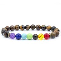 Gemstone Bracelets, with Zinc Alloy, Round, antique bronze color plated, fashion jewelry & for man 8mm Approx 19 cm 