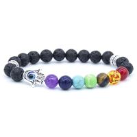 Gemstone Bracelets, with Zinc Alloy, Round, silver color plated, fashion jewelry & Unisex 8mm Approx 19 cm 