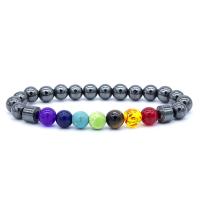 Gemstone Bracelets, Hematite, with Gemstone, Round, fashion jewelry & Unisex, mixed colors, 8mm Approx 19 cm 