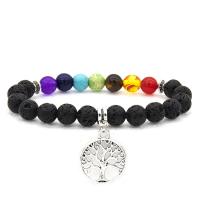 Gemstone Bracelets, with Zinc Alloy, Round, silver color plated, fashion jewelry & for man 8mm Approx 19 cm 