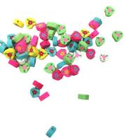 Flower Polymer Clay Beads, Heart, DIY & with flower pattern, mixed colors, 10mm, Approx 