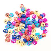 Polymer Clay Jewelry Beads, Flat Round, facial expression series & DIY, mixed colors, 10mm, Approx 