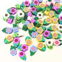 Flower Polymer Clay Beads, DIY, mixed colors, 10mm, Approx 