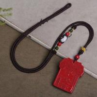 Cinnabaris Halskette, Folk-Stil & für Frau, rot, 42.2x34x7.4mm, Länge:ca. 38 cm, verkauft von PC
