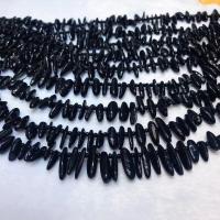 Natürlicher Turmalin Perlen, mit Seedbead, poliert, DIY, schwarz, 10x20mm, Länge:ca. 38 cm, verkauft von Strang
