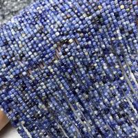 Sosalith Perle, Quadrat, poliert, DIY & facettierte, blau, 2.5mm, Länge:ca. 38 cm, verkauft von Strang