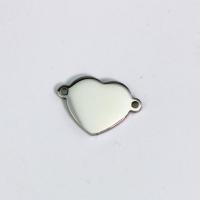 Stainless Steel Charm Connector, 304 Stainless Steel, Heart, polished, DIY & 1/1 loop, original color 