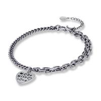 Brass Bracelets, with 1.18 extender chain, Heart, silver color plated, vintage & Unisex, silver color, 13mm .5 Inch 