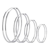 Brass Hoop Earring, silver color plated & for woman, silver color 