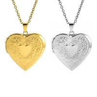 Fashion Locket Necklace, 304 Stainless Steel, Heart, with photo locket & Unisex Approx 19.69 Inch 