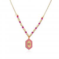 Brass Jewelry Necklace, with Seedbead, gold color plated, for woman & enamel Approx 17.7 Inch 