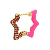 Brass Lever Back Earring, gold color plated, for woman & enamel & with rhinestone 