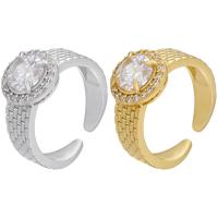 Cubic Zircon Brass Finger Ring, plated, Adjustable & micro pave cubic zirconia & for woman 21mm 
