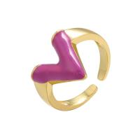 Brass Finger Ring, Letter V, gold color plated, Adjustable & for woman & enamel 