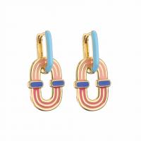 Huggie Hoop Drop Earring, laiton, Placage de couleur d'or, pour femme & émail, plus de couleurs à choisir Vendu par paire