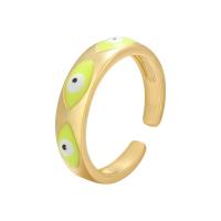 Evil Eye Jewelry Finger Ring, Brass, gold color plated, Adjustable & for woman & enamel 21mm 