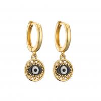 Huggie Hoop Drop Earring, Brass, gold color plated & for woman & enamel 