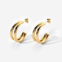 Titanium Steel Earrings, gold color plated, fashion jewelry & for woman, 24.67mm 