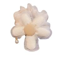 Hair Scrunchies, Cloth, with Chiffon & Plastic Pearl, Flower, Korean style & for woman 100mm 