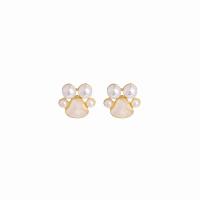 Acrylic Stud Earring, Zinc Alloy, with Shell Pearl & Acrylic, Claw, gold color plated, fashion jewelry & for woman 