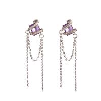 Crystal Jewelry Earring, Zinc Alloy, with Crystal, platinum color plated, fashion jewelry & oval chain & for woman 
