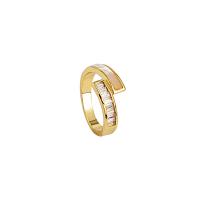 Brass Cuff Finger Ring, with Shell, gold color plated, adjustable & micro pave cubic zirconia & for woman, 20mm, 4mm 