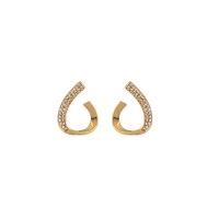 Zinc Alloy Rhinestone Stud Earring, Teardrop, gold color plated, for woman & with rhinestone 
