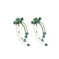 Fashion Fringe Earrings, Zinc Alloy, with Crystal & Acrylic, fashion jewelry & for woman, green 