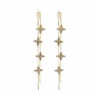 Fashion Fringe Earrings, Zinc Alloy, with Brass, Star, gold color plated, micro pave cubic zirconia & for woman 